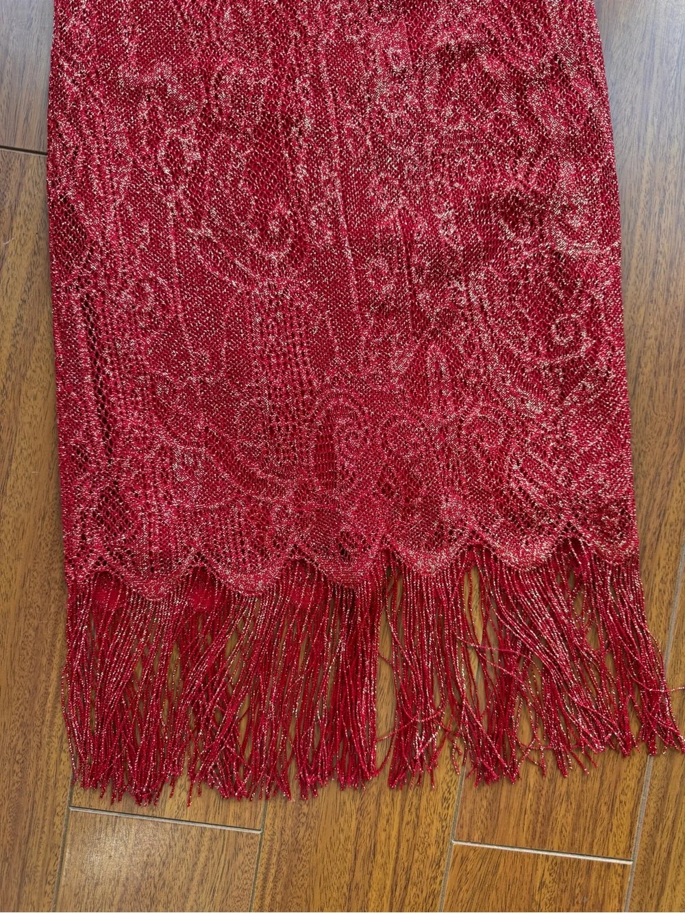 Forever21 Vintage Red Sparkle Fringe Slip Dress S - Picture 3 of 5